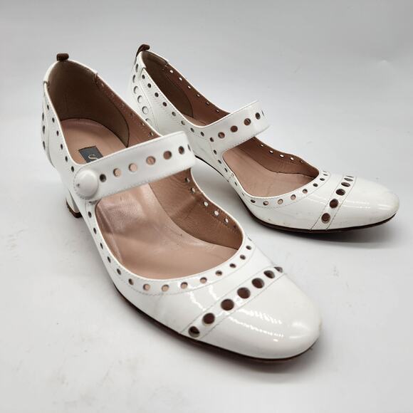 SJP Sarah Jessica Parker Tartt Pierce White Patent Mary Jane Heel EU 35.5 US 5.5 - Picture 1 of 8